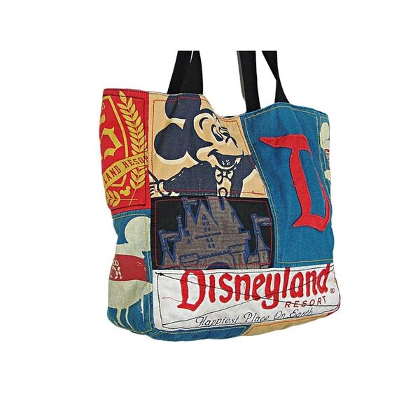 Walt Disney World Parks The Happiest Place on Earth Patchwork Tote Bag Rare - Picture 2 of 16